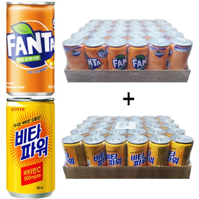 환타오렌지 190ml(30캔) + 비타파워 180ml(30캔), 60개, 190ml