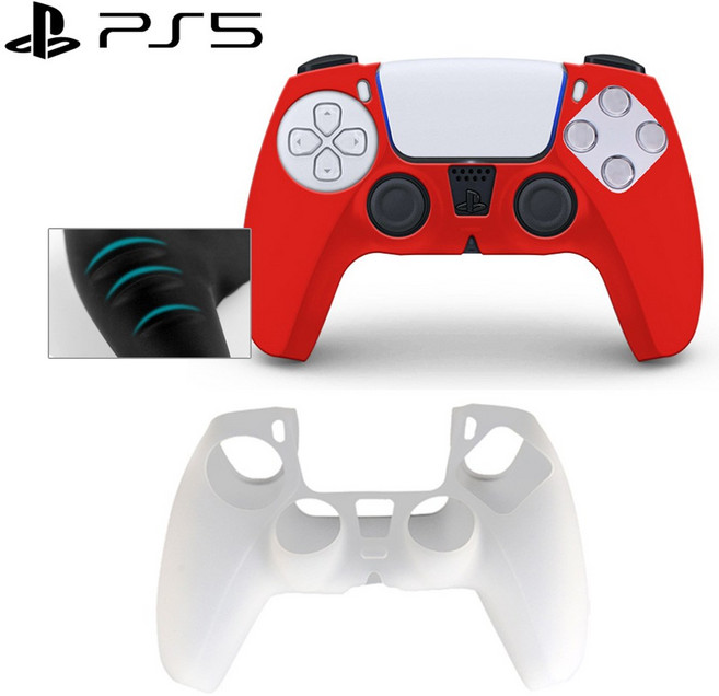 업마켓 듀얼센스 커버 일반형 실리콘 케이스 PS5 플스5, 2개, 화이트(반투명)(할인가)