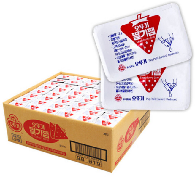 오뚜기 일회용 디스펜팩 딸기잼 딸기쨈, 72개, 12g