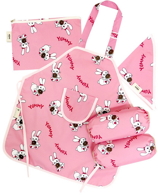 아이주 앞치마 4종셋트 앞치마 + 두건 + 토시 + 지퍼파우치