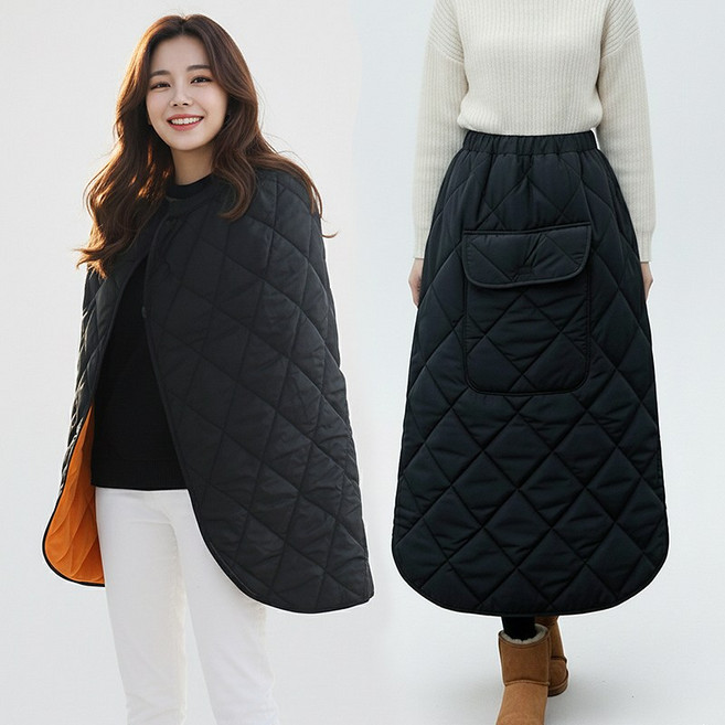 더간다 밴딩 롱 패딩 스커트 차박 골프 캠핑 기모 무릅담요 패딩치마 두꺼운 치마, 1개