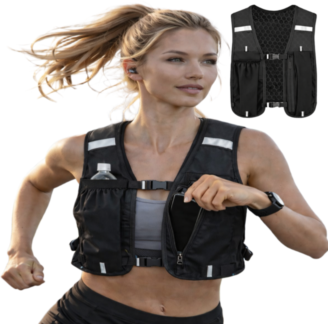 테라벨 초경량 러닝조끼 남녀공용 트레일 러닝 등산 마라톤, 1개, 블랙