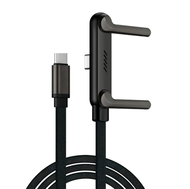 모레이트 240W 초고속 충전 거치대 디자인 데이터 케이블 C-C타입 접이식 스탠드 데이터선 노트북 휴대폰 고속 데이터전송, 1개, 블랙, 150cm