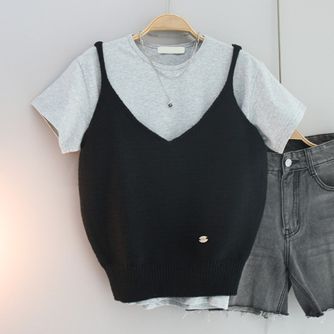 달콩 여성 이지지팬던트니트뷔스티에 니트조끼 봄신상