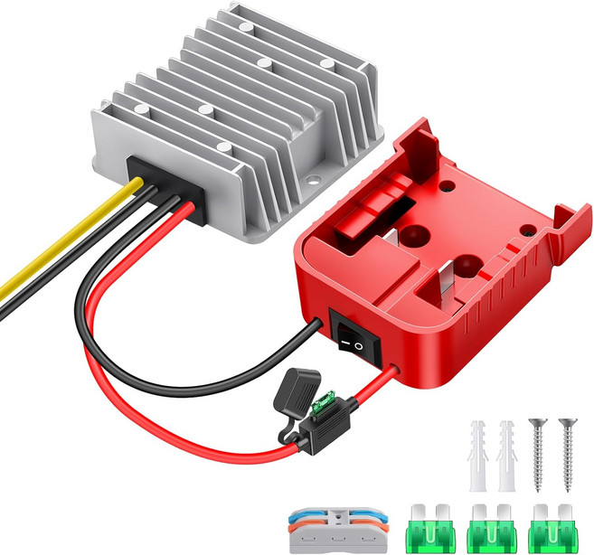 18V 12V 스텝 다운 컨버터 밀워키 M18 배터리 어댑터와 호환 DC 20A 240W 벅 다기능 설계 과방전 보호 스위치 18v to 12v Step Down Converter, 1세트