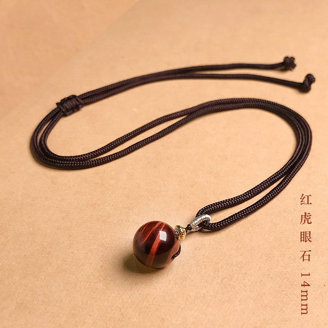 天然虎眼石項鍊吊飾掛墜 簡約時尚百搭日常款項鍊鎖骨鍊飾品（14mm）