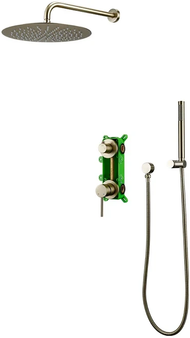 팝업 샤워 수전 8-16 시스템 세트 욕실 믹서 수도꼭지 벽걸이 크롬/브러시드 로즈/그레이, 01 China Mainland, 01 10인치, 09 Brushed gold