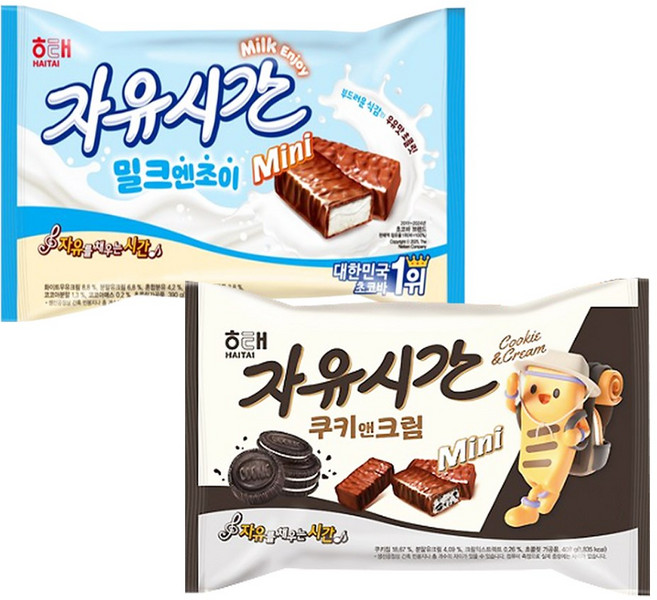 자유시간 mini 밀크엔조이 375g + 자유시간 mini 쿠키앤크림 400g, 1개, 775g