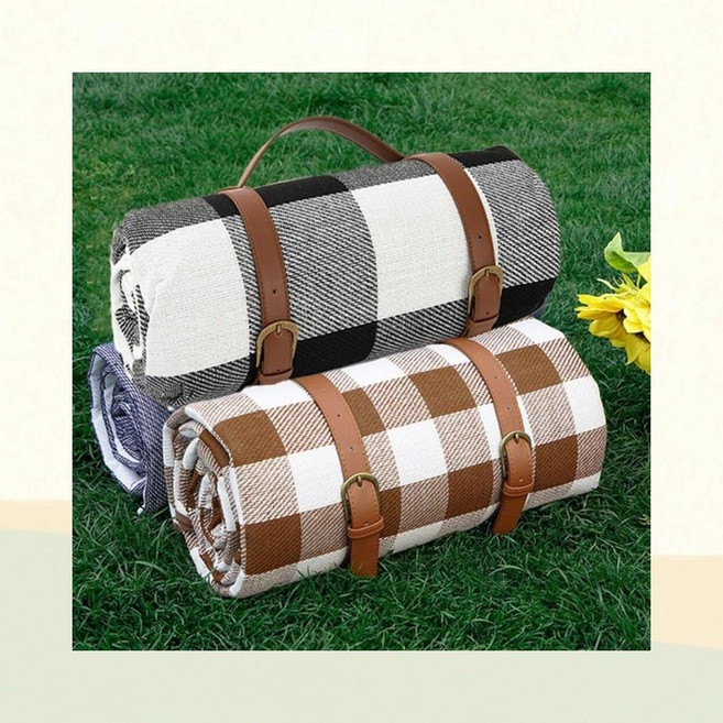 피크닉 감성 체크돗자리 휴대용 접이식 캠핑매트 방수 야외용, 1cl4 200x200 블루화이트 체크