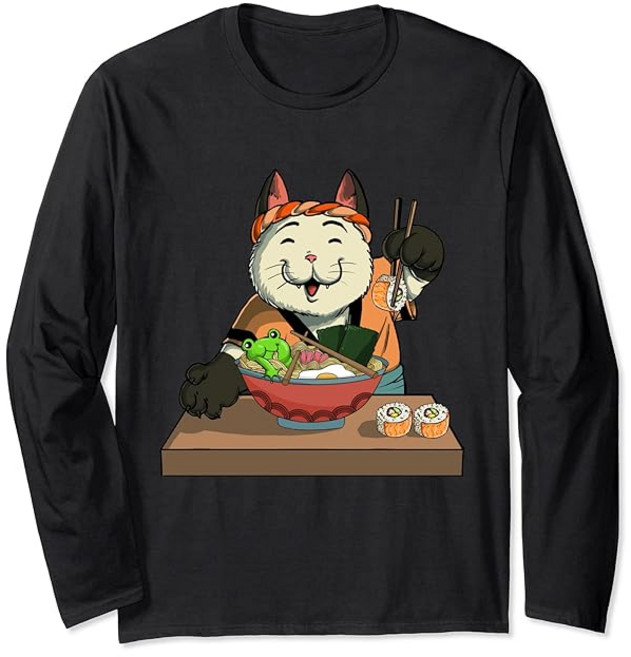 Sushi Cat 스시 캣 긴팔 티셔츠 스시 셰프 고양이 캐릭터