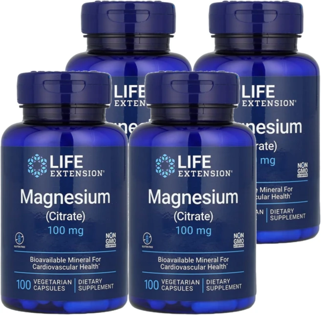 라이프익스텐션 마그네슘 시트레이트 100mg 베지캡슐 100정, 4개 - 쿠팡