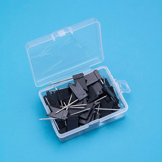 彩色可愛圖釘 可愛大頭針 地圖標記 塑料圖釘, 黑色,旗幟針【100枚】, 1個