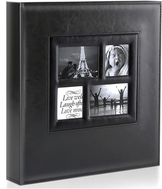 KORELAN 4x6/1000장 대용량 가죽 포켓앨범 포토앨범, 블랙