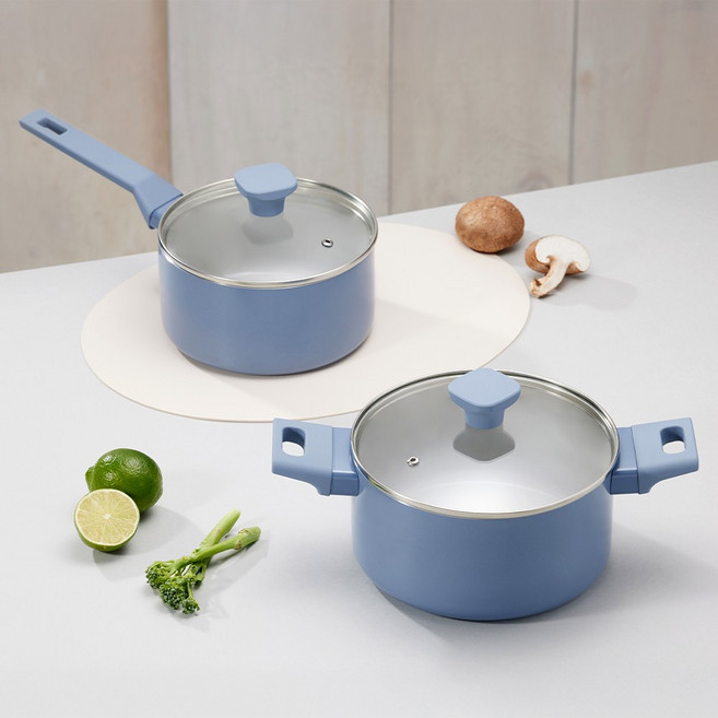 로이첸 IH 블루스톤 세라믹 냄비 2종세트 (18편수+20양수), 냄비2종세트(18편수+20양수)