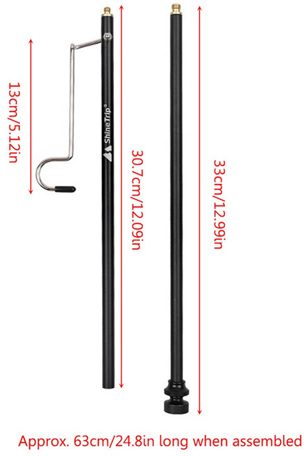 IGT 테이블용 램프 포스트 폴 휴대용 걸이식 조명 스탠드 거치대 분리형 알루미늄 합금 후크 포함 캠핑 액세서리, [01] Lamp Stand, [01] Black