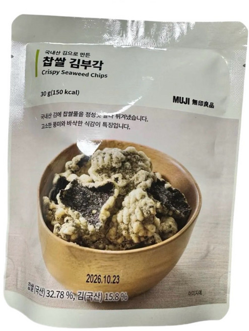 MUJI 국내산 김으로 만든 찹쌀 김부각, 5개, 30g