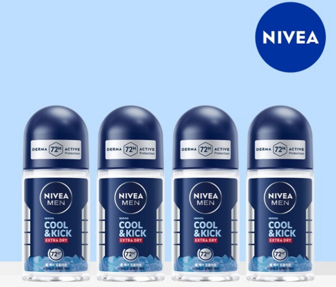 [니베아] 맨 데오드란트 롤온 쿨 앤 킥 50ml 4개