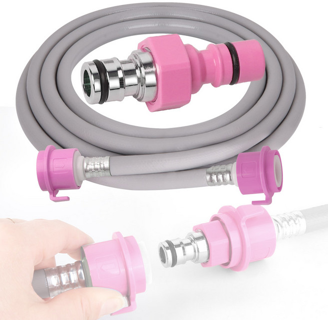 국산 원터치 연장용 PVC 세탁기호스 5M, 1개, 핑크