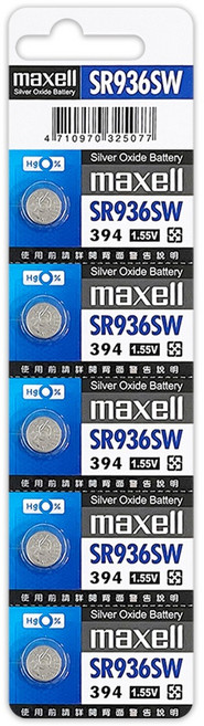 MAXELL 手錶鈕扣電池, 1個, SR936SW (394) 5入