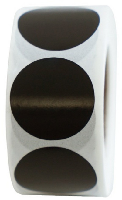 디어플레이스 컬러 롤스티커 500매 2.5cm, 1롤, 08.원형_블랙