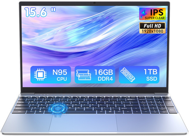 AUUSDA 15.6인치 대화면 노트북 인텔 N95 프로세서 탑재 8000mAh 대용량 배터리 백라이트 키보드 지문 인식 지원 Windows 11 Pro 사전 설치 실버, T152A-N95, WIN11 Pro, 16GB, 1TB, 은색