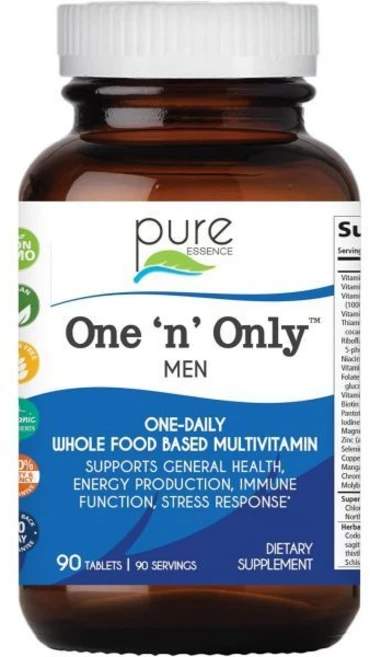 퓨어 에센스 랩스 남성용 N 온리 멀티비타민 비타민 D3 B12 통식품 비오틴이 함유된 방 90정, 90 Count (Pack of 1), 1개 - 쿠팡
