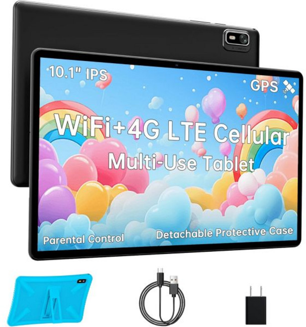 하오브엠 안드로이드 14 태블릿 10.1인치 4G 유심 잠금 해제 쿼드코어 CPU 2.0GHz 3GB+32GB TF 확장 가능 IPS 디스플레이 5G 와이파이 블루투스 5.0, HAOVM Blue