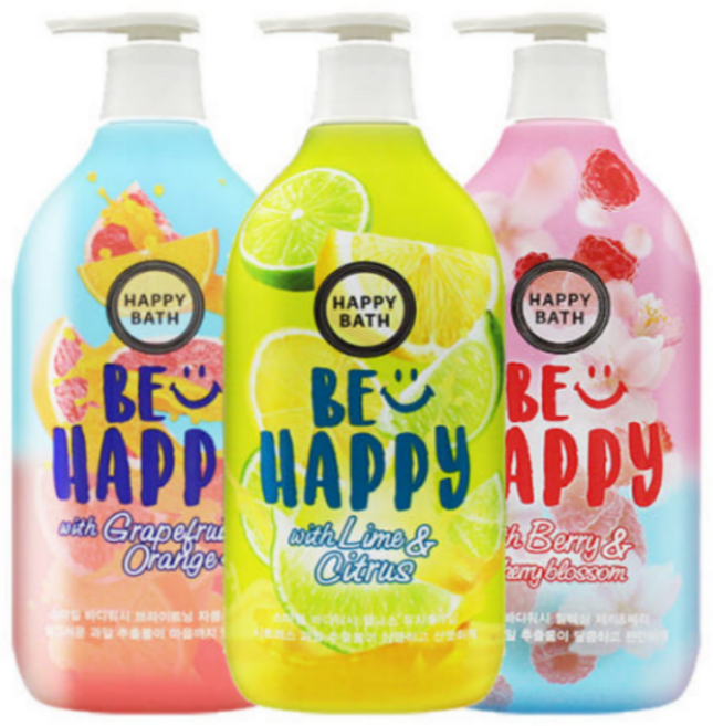 [대용량 극가성비] 해피바스 스마일 바디워시(유자 체리 자몽향), 3개, 900g