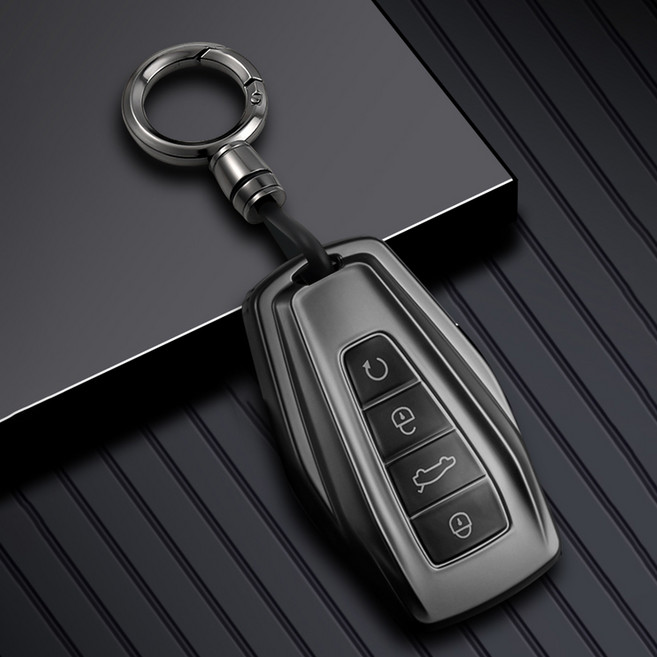 HAKO 메탈릭 차키케이스+키홀더 (르노호환), S-04, 다크그레이