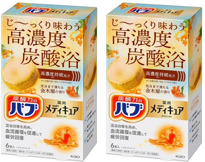 KAO 바브 메디큐어 금목서향 탄산 입욕제 6정입 2개 일본 반신욕 목욕