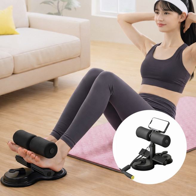 알파 다기능 복근운동 윗몸일으키기 운동기구빨판, 1개, 블랙
