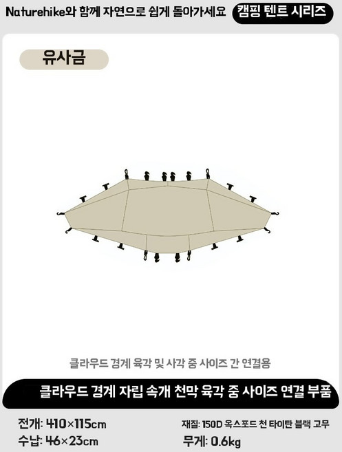 네이처하이크 클라우드 원터치 지니 지퍼 타프 차량 퀵오픈 쉘터형 캐노피 도킹 돔 텐트, Q. 육각형 채광창 중형