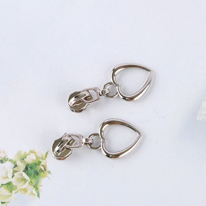 쏘잉갤러리 하트링 - 3호 코일 일반 지퍼 슬라이더, 1개, 실버(100개)