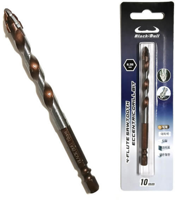 멀티 화살 타일 기리 4날 10mm 탭 드릴 비트 목재 콘크리트 철판 기리 콘기리, 1개