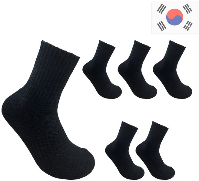 비바슈슈 남성용 스포츠 쿠션 면양말 중목 무지 6켤레