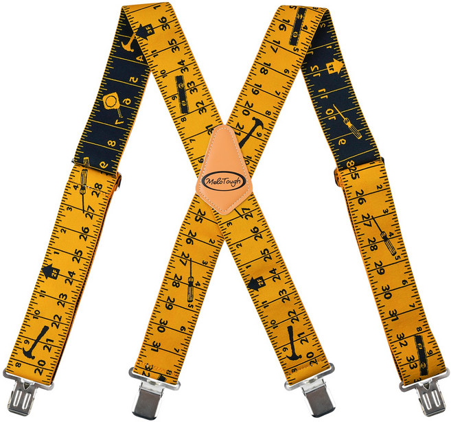 melotough 줄자 남성용 멜빵 브론즈 후크 포함 벨트 루프 튼튼한 작업 교정기용 블랙 룰 블랙 룰 1개