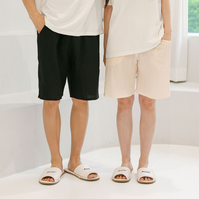 글램공감 지지미 슬러시 5부 남여 커플 파자마바지