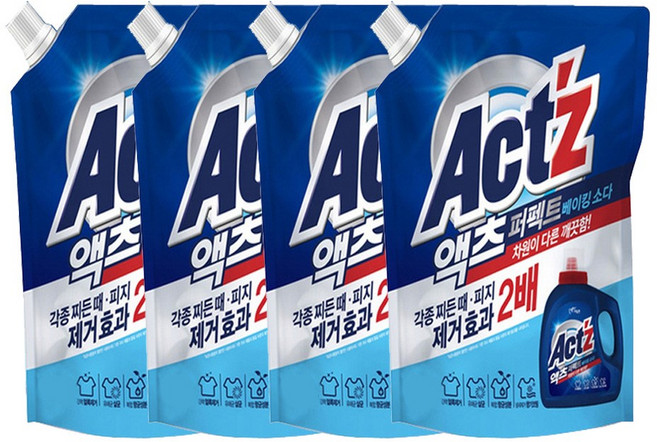 액츠 퍼펙트 베이킹소다 리필 1500ml X4개, 1.5L, 4개