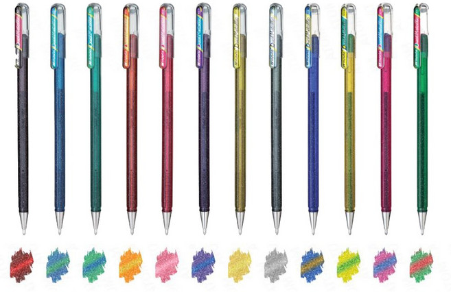 PENTEL 하이브리드 듀얼 메탈릭[라메 펜] K110 반짝이펜, 실버, 1개