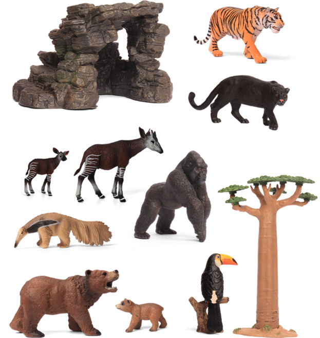 뮤고랑 사파리월드 정글 동물 피규어 세트, 1개