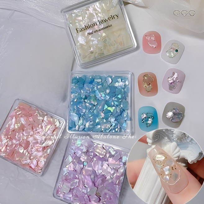 웨젼 자개 네일 파츠 스톤 아트 4종 컬러 혼합 세트, 4개, 혼합세트