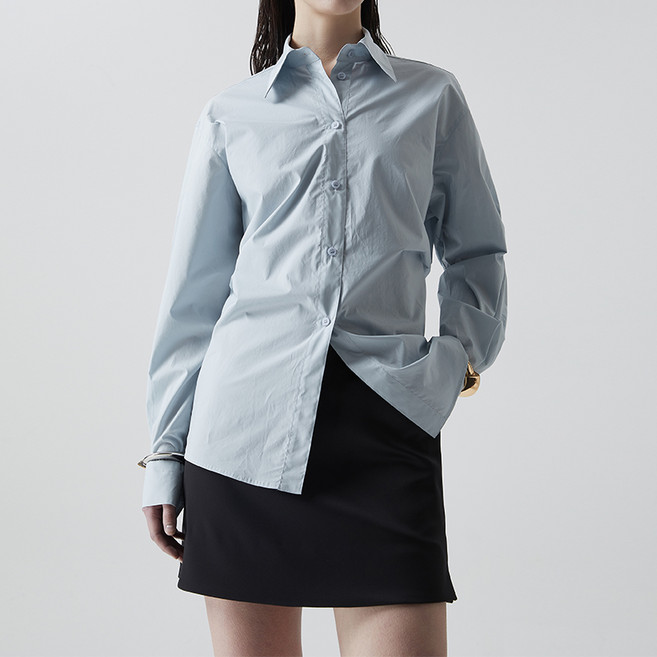 [컴젠] 여성 절개 변형 슬림 셔츠 G BLUE