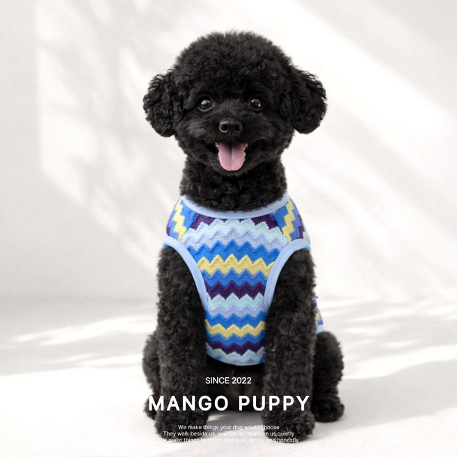 망고퍼피 여름 해충방지 통기성 좋은 강아지 옷 쿨링 티셔츠, 1개, 블루