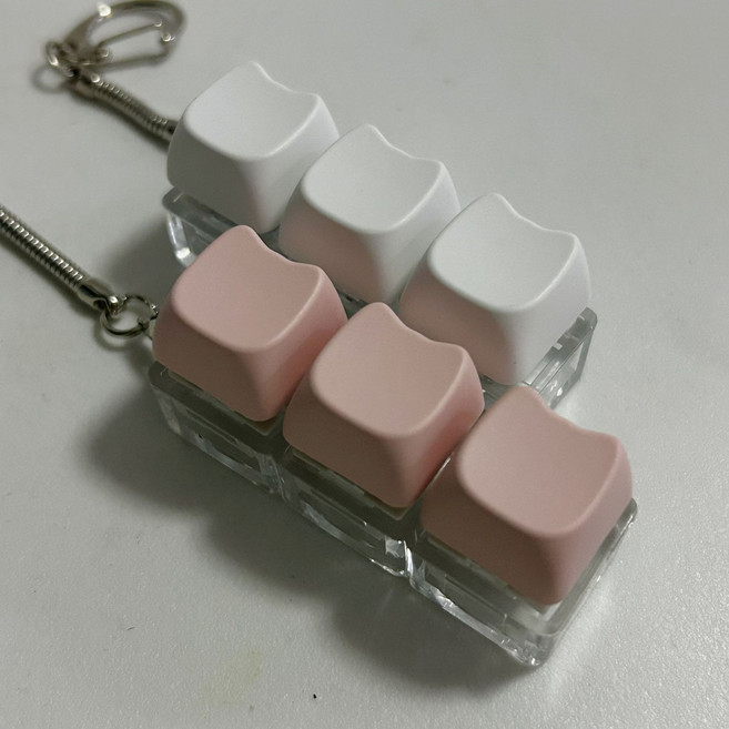 앤유 고양이 키보드 키캡 키링, 핑크 3구, 1개