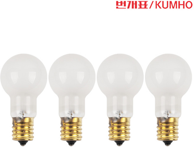 번개표 미니크립톤 전구 불투명 60W 불투명 E17 전구색 1개, 4개