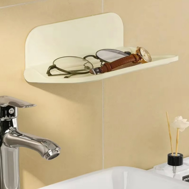 더있쏘 깔끔 무타공 접이식 다용도 욕실 선반 진열대, 1개, 아이보리(소)