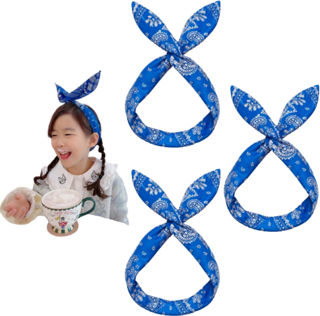페이즐리 반다나 철사 헤어밴드 스카프 3개