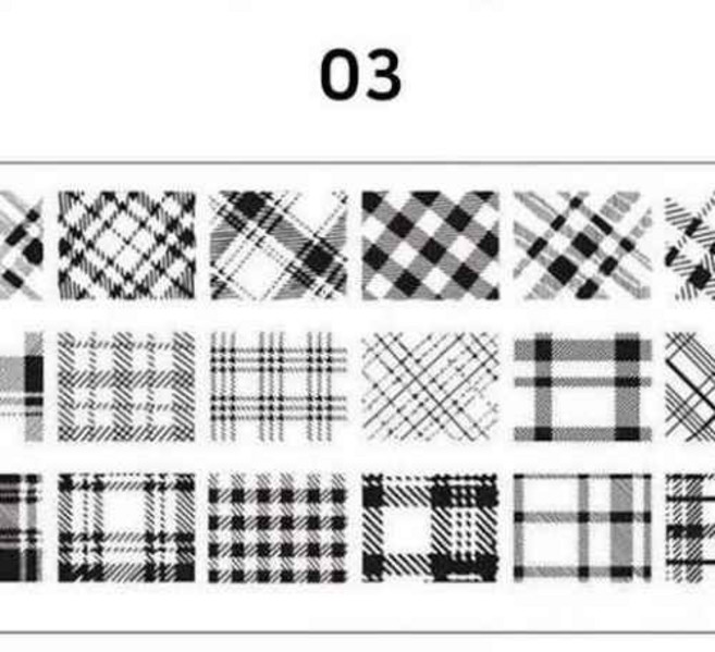 체크 네일플레이트 3종 스템프 스탬핑네일 꾹꾹이, 03, 1개, 03