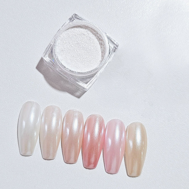 네일 파우더 화이트 진주 고운 입자 펄파우더, 1개, 안개파우더