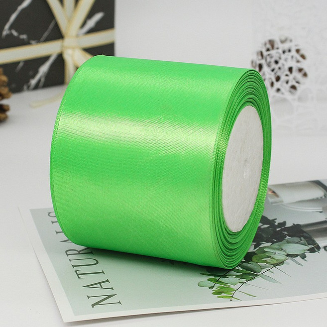 기본 새틴 공단 리본끈 75mm 22m, 52# 라이트그린
